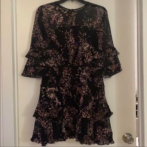❌SOLD❌ Floral black chiffon dress work cocktail Keepsake